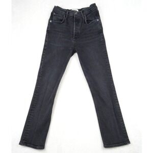 Agolde Womens Jeans Size 25 Black Denim Riley Crop Straight Leg High‎ Rise